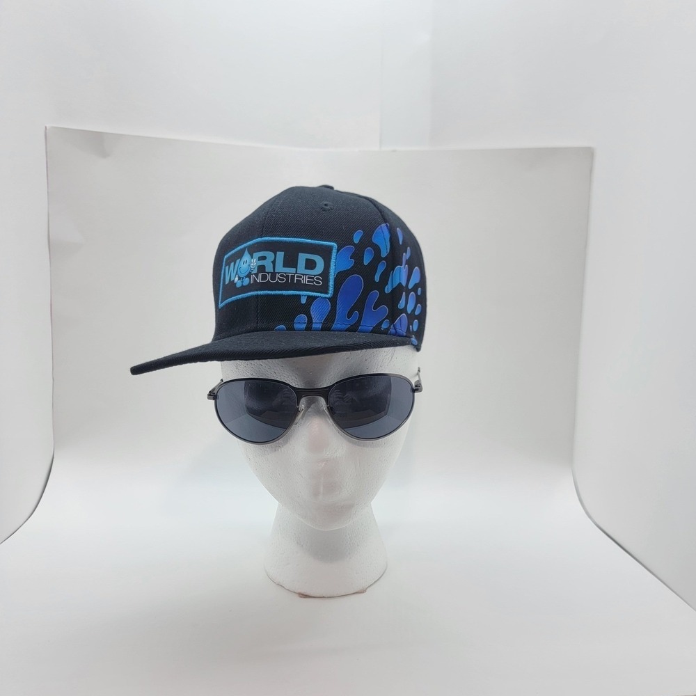 World Industries Skate Hat Black Blue Splash Wet Willy Snapbac WI-HT14274AQ OSFM